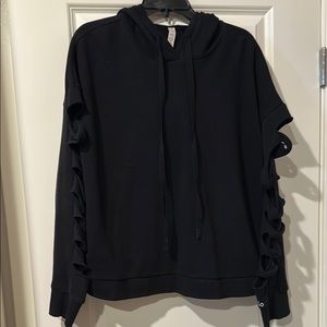 Black Hoodie with Ribbon Details